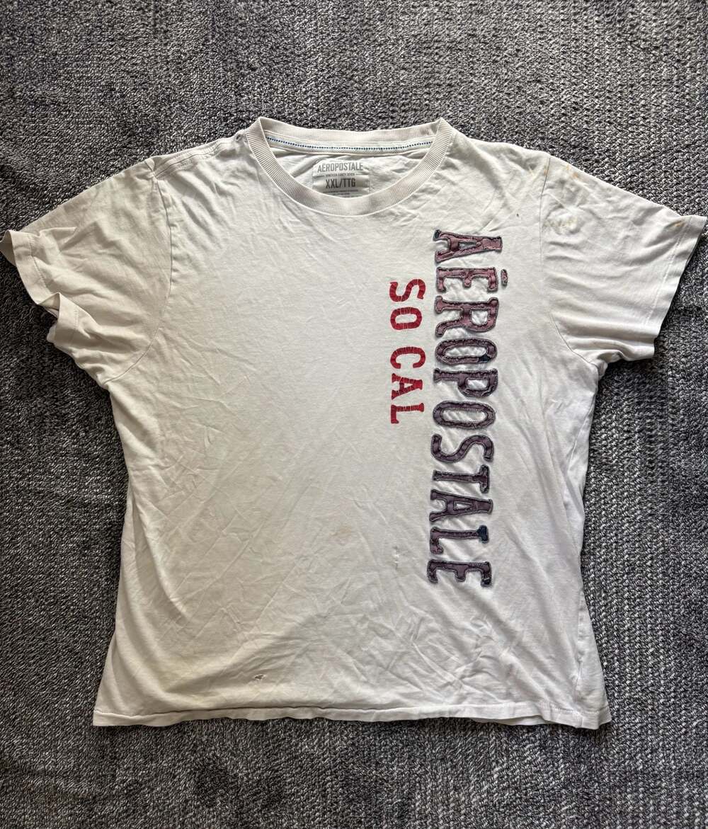 Y2K Aeropostale So Cal Graphic Applique T-Shirt White